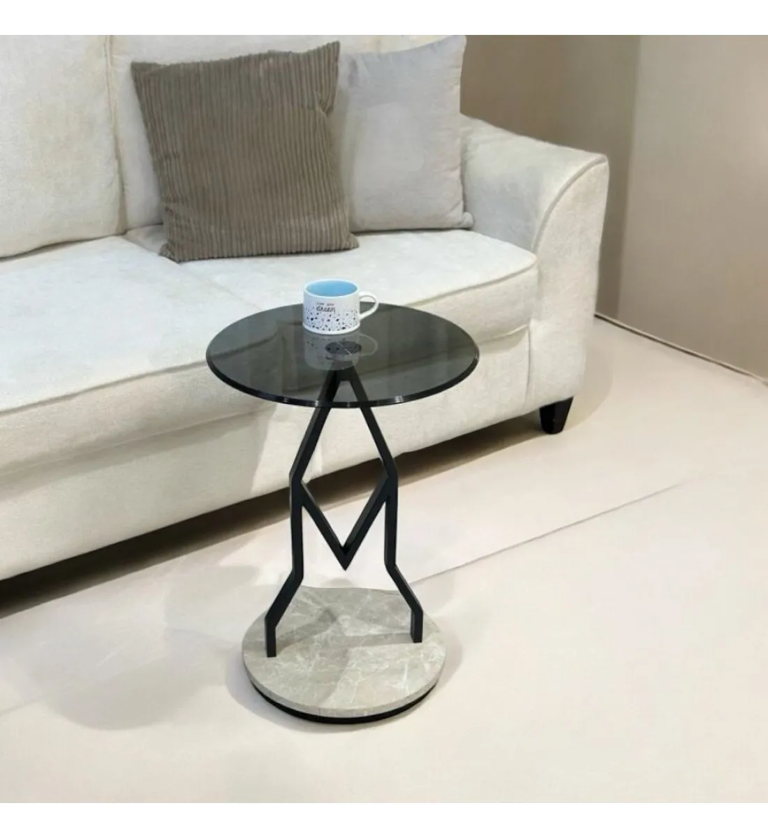 طاولة خدمة جانبية زجاج اسود30×30×55سم 
