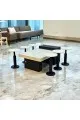 طقم طاولات 7قطع سطح بديل حجر قاعده خشب لون اسود