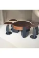 طقم طاولات 5قطع سطح قشرة الجوز قاعده خشب