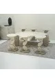 طقم طاولات 7قطع سطح بديل حجر ملمس خشن قاعدة خشب لون مكس