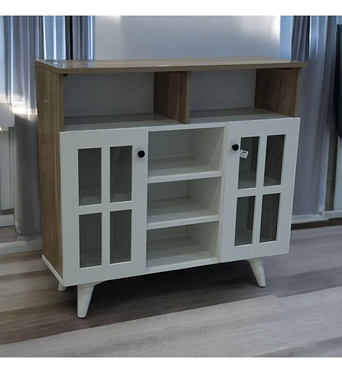ركن كوفي ابيض سطح خشبي  100×33×95سم 