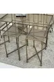 طقم طاولات 7قطع سطح زجاج شفاف قاعده حديد لون زيتي معدني