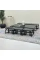 طقم طاولات 7قطع سطح زجاج قاعده حديد لون اسود