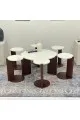 طقم طاولات 7قطع سطح بديل الرخام  سطح ناعم قاعده خشب لون بني