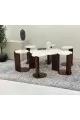 طقم طاولات 7قطع سطح بديل الرخام  سطح ناعم قاعده خشب لون بني