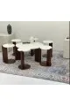 طقم طاولات 7قطع سطح بديل الرخام  سطح ناعم قاعده خشب لون بني