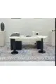 طقم طاولات 5قطع سطح بديل حجر قاعده خشب قشرة سنديان اسود