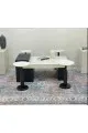 طقم طاولات 5قطع سطح بديل حجر قاعده خشب قشرة سنديان اسود