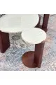 طقم طاولات 5قطع سطح بديل الرخام قاعده خشب لون بني