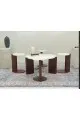 طقم طاولات 5قطع سطح بديل الرخام قاعده خشب لون بني