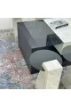 طقم طاولات 7قطع سطح بديل حجر قاعده خشب قشرة السنديان اسود
