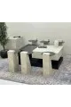 طقم طاولات 7قطع سطح بديل حجر قاعده خشب قشرة السنديان اسود