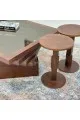 طقم طاولات 7قطع سطح زجاج قاعده خشب قشرة سنديان