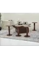 طقم طاولات 7قطع سطح زجاج قاعده خشب قشرة سنديان