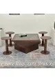 طقم طاولات 5قطع سطح زجاج قاعده خشب قشرة سنديان