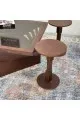 طقم طاولات 5قطع سطح زجاج قاعده خشب قشرة سنديان