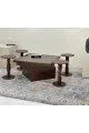 طقم طاولات 5قطع سطح زجاج قاعده خشب قشرة سنديان
