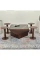 طقم طاولات 5قطع سطح زجاج قاعده خشب قشرة سنديان