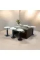 طقم طاولات 7قطع سطح بديل حجر قاعده خشب لون بني 