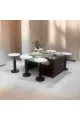 طقم طاولات 7قطع سطح بديل حجر قاعده خشب لون بني 