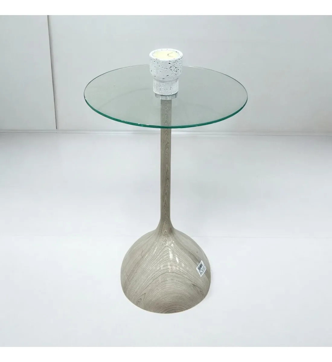 طاولة خدمةسطح زجاج  بيج مخطط مقاس 35×35×50سم 