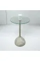 طاولة خدمةسطح زجاج  بيج مخطط مقاس 35×35×50سم 