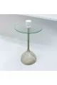 طاولة خدمةسطح زجاج  بيج مخطط مقاس 35×35×50سم 