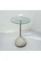 طاولة خدمةسطح زجاج  بيج مخطط مقاس 35×35×50سم 