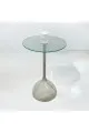طاولة خدمةسطح زجاج  بيج مخطط مقاس 35×35×50سم 