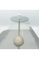 طاولة خدمةسطح زجاج  بيج مخطط مقاس 35×35×50سم 