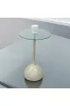 طاولة خدمةسطح زجاج  بيج مخطط مقاس 35×35×50سم 
