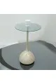 طاولة خدمةسطح زجاج  بيج مخطط مقاس 35×35×50سم 