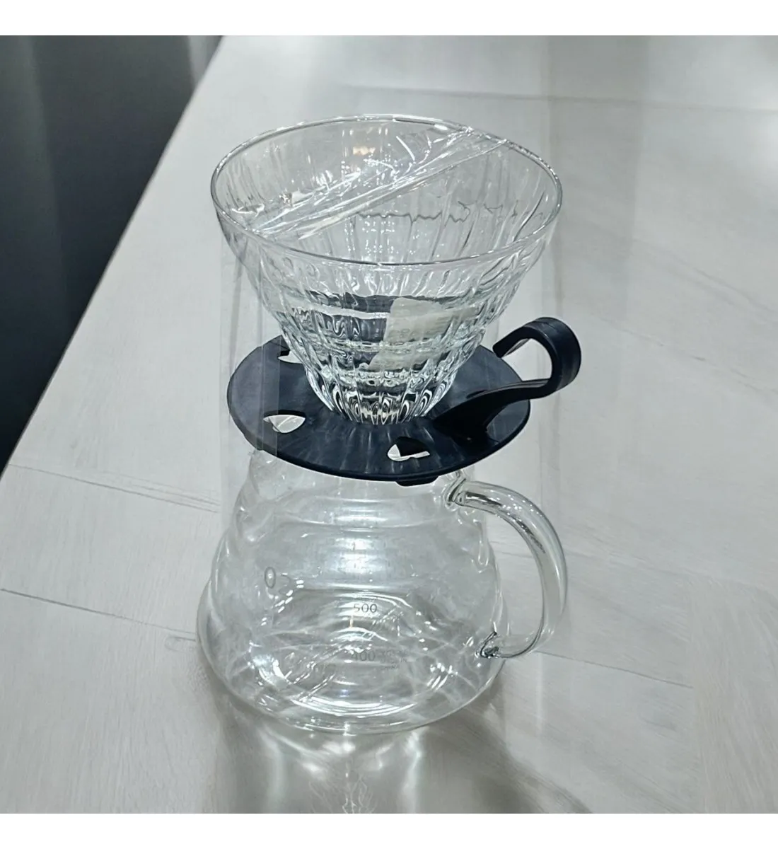 طقم تقطير v60 الة قهوة مكونة من قمع زجاجي وسيرفر زجاجي