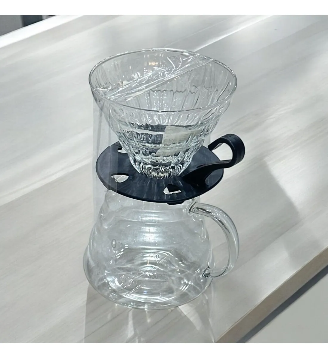 طقم تقطير v60 الة قهوة مكونة من قمع زجاجي وسيرفر زجاجي