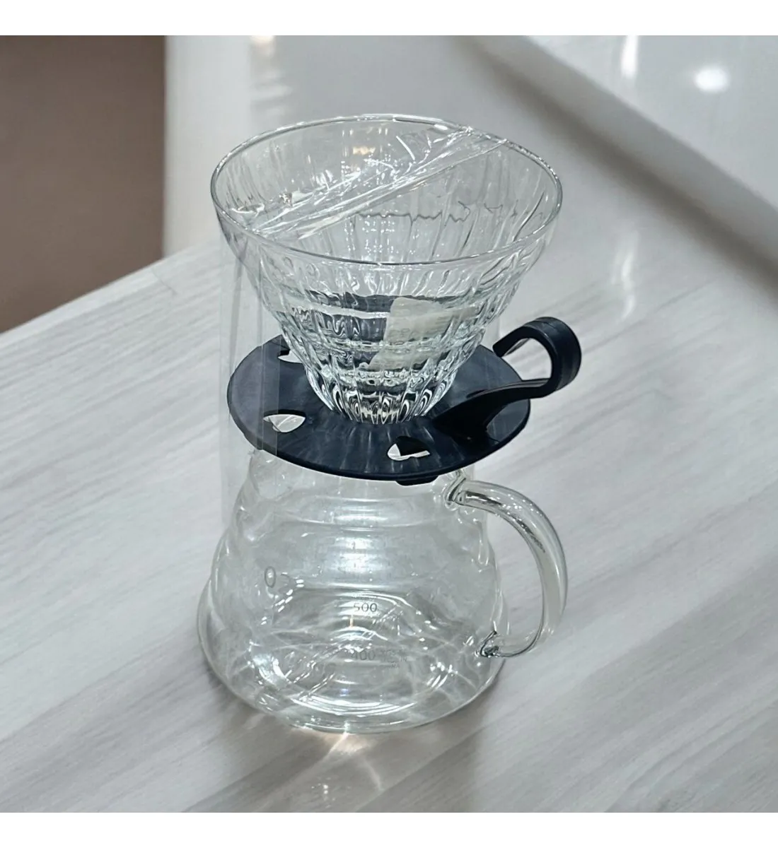 طقم تقطير v60 الة قهوة مكونة من قمع زجاجي وسيرفر زجاجي