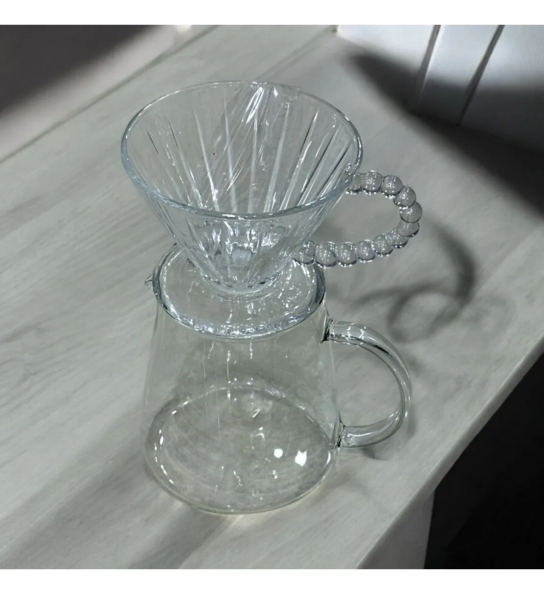 طقم تقطير v60 الة قهوة مكونة من قمع زجاجي وسيرفر زجاجي