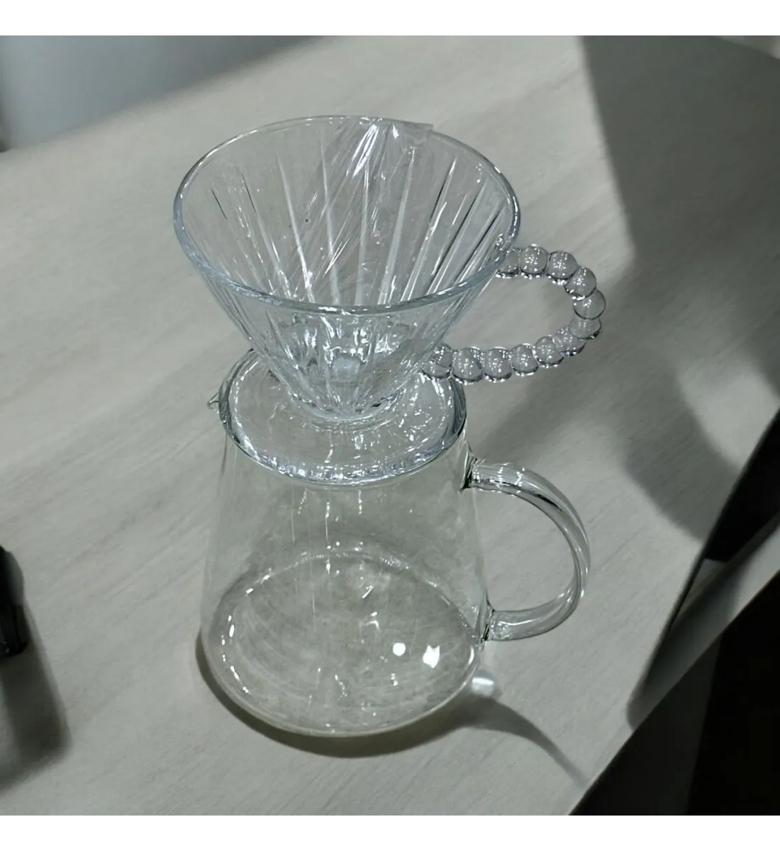 طقم تقطير v60 الة قهوة مكونة من قمع زجاجي وسيرفر زجاجي