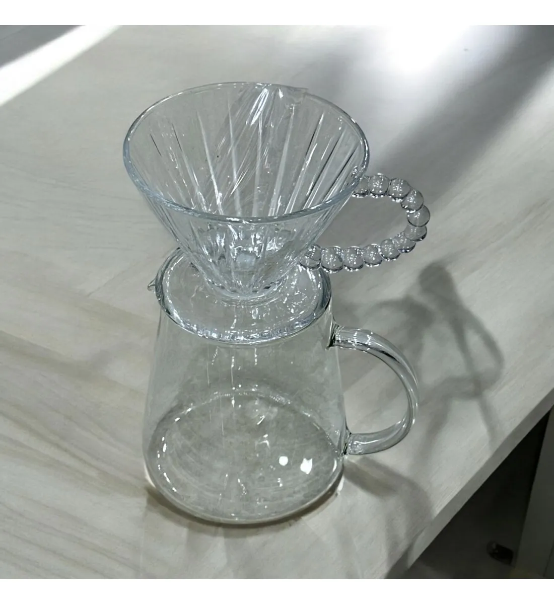 طقم تقطير v60 الة قهوة مكونة من قمع زجاجي وسيرفر زجاجي