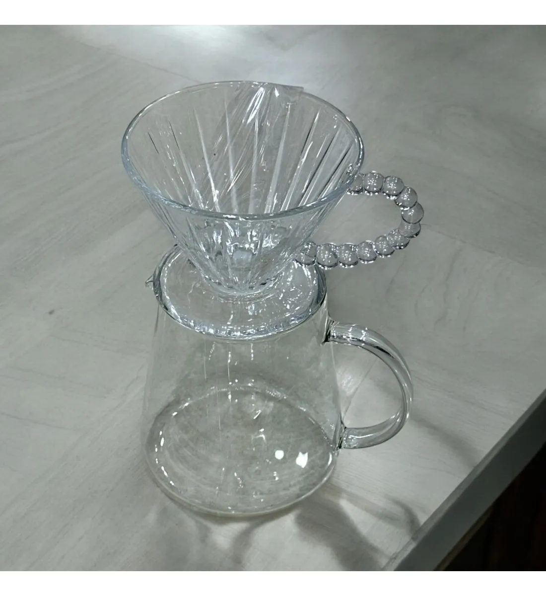 طقم تقطير v60 الة قهوة مكونة من قمع زجاجي وسيرفر زجاجي