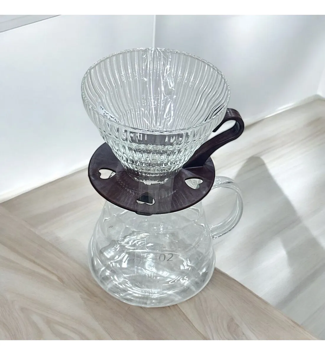 طقم تقطير v60 الة قهوة مكونة من قمع زجاجي وسيرفر زجاجي