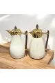  طقم ترامس يتصميم عصري الدانة  باللون ابيض ممسك خشب 
