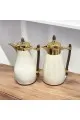  طقم ترامس يتصميم عصري الدانة  باللون ابيض ممسك خشب 