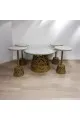طقم طاولة قهوة بسطح بديل الرخام 5قطع  قاعدة ذهبي 