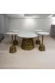 طقم طاولة قهوة بسطح بديل الرخام 5قطع  قاعدة ذهبي 