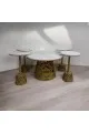 طقم طاولة قهوة بسطح بديل الرخام 5قطع  قاعدة ذهبي 