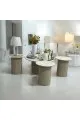 طقم طاولات قهوه وتقديم خشب ببيج  5قطع  