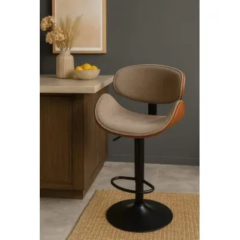 كرسي بار قاعدة الكرسي مع الضهر مصنوعة من الخشب الطبيعي  وملبسة بقماش كتان نوع فاخر