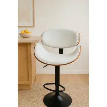 كرسي بار قاعدة الكرسي مع الضهر مصنوعة من الخشب الطبيعي  وملبسة بقماش كتان نوع فاخر