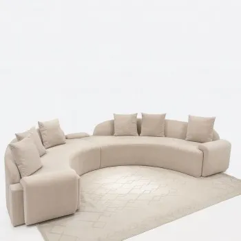 كنب تصميم عصري يجمع بين الأناقة المترفة والراحة المطلقة، بلمسات ناعمة وانحناءات فريدة تضيف إحساسًا بالفخامة والدفء 